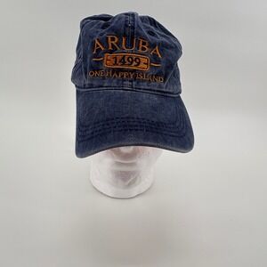 Aruba 1499 One Happy Island Embroidered Cotton Baseball Cap Blue Orange